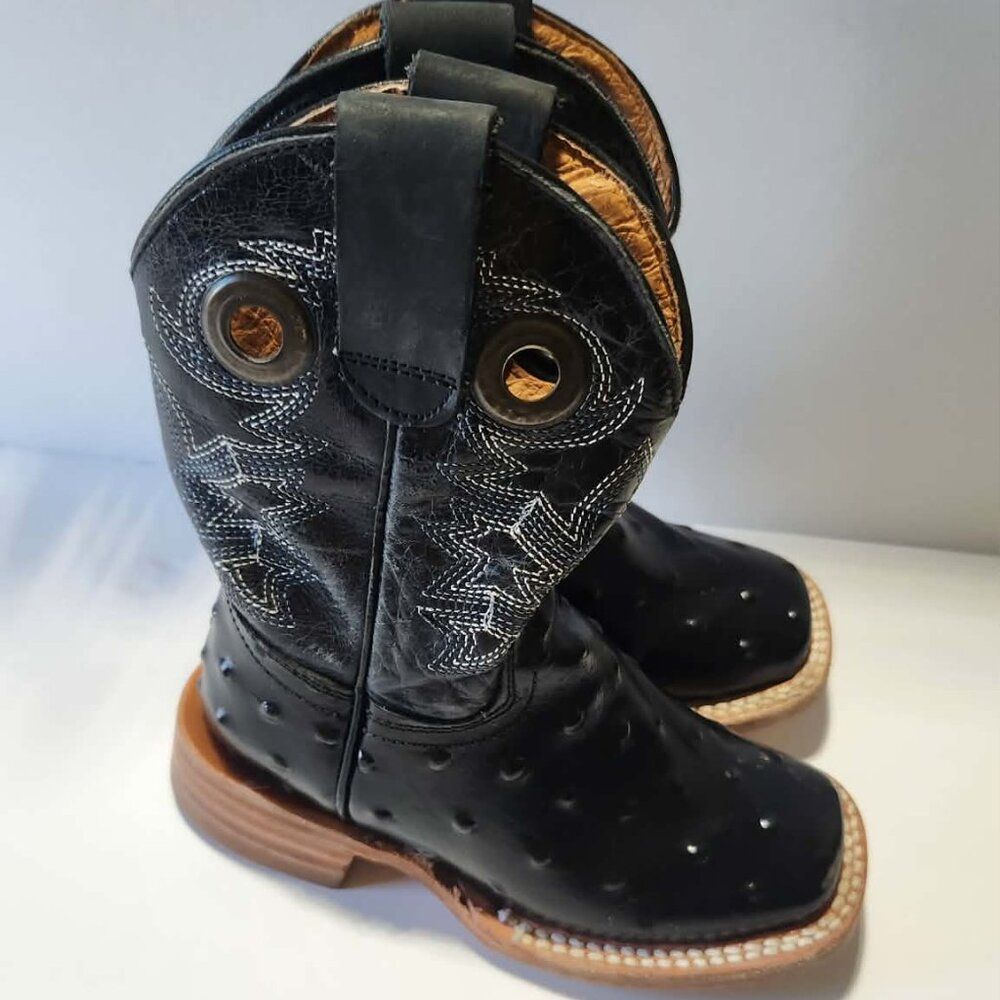 A&A Western Wear Genuine Ostrich Leather Boots – Kids Size 11.5